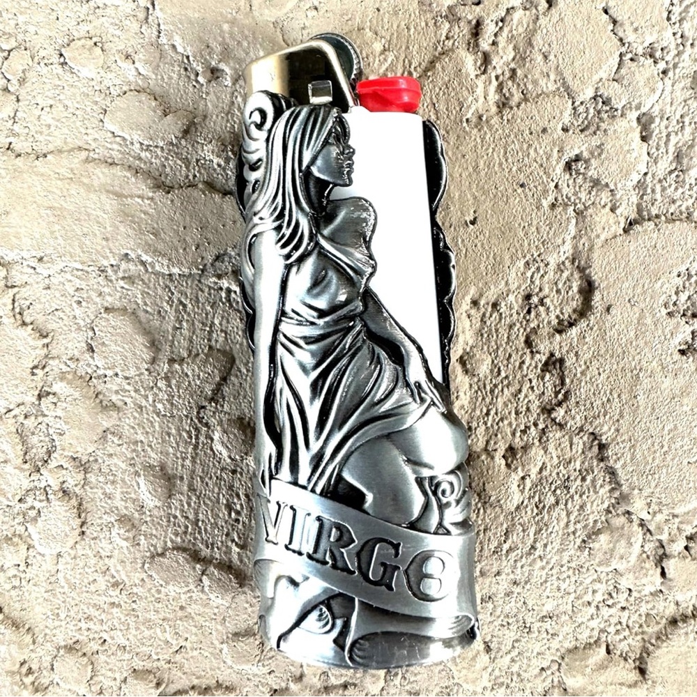 Metal lighter case fits BIC lighter standard size j6 zodiac case Virgo